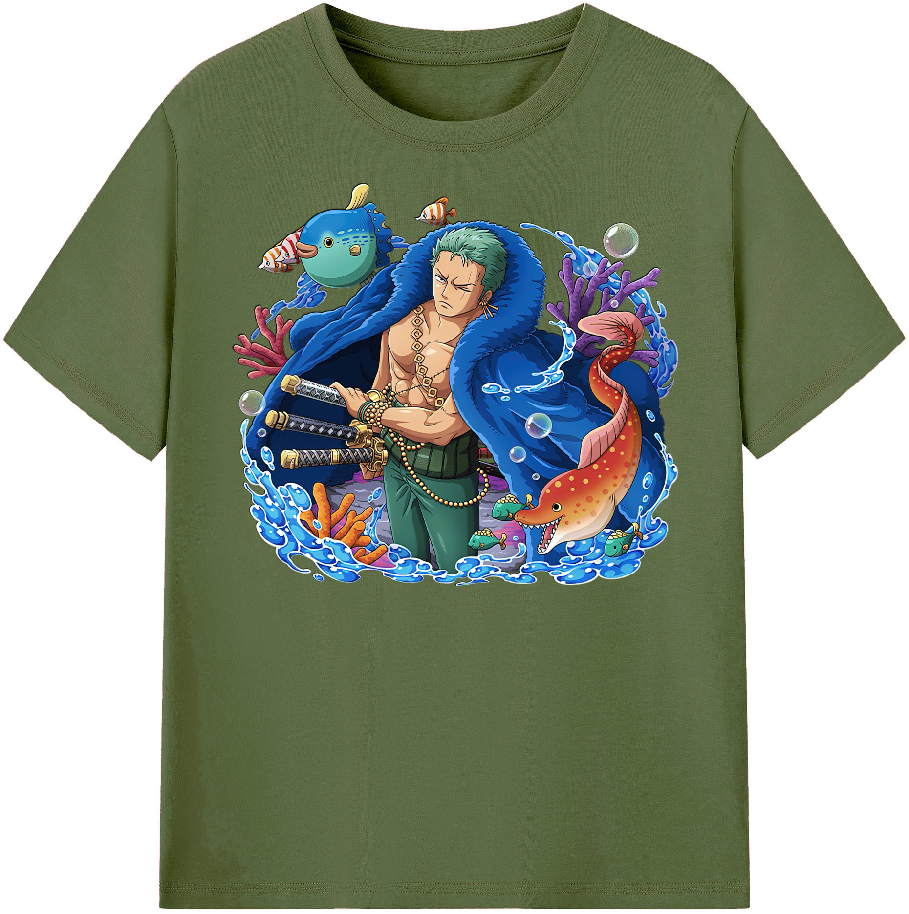 ワンピース ロロノア・ゾロ ONE PIECE Roronoa Zoro 綿100％半袖Tシャツ（フロントプリント）